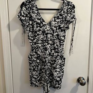 Black and white floral romper